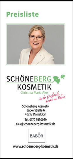 price list of Schöneberg Kosmetik in Düsseldorf